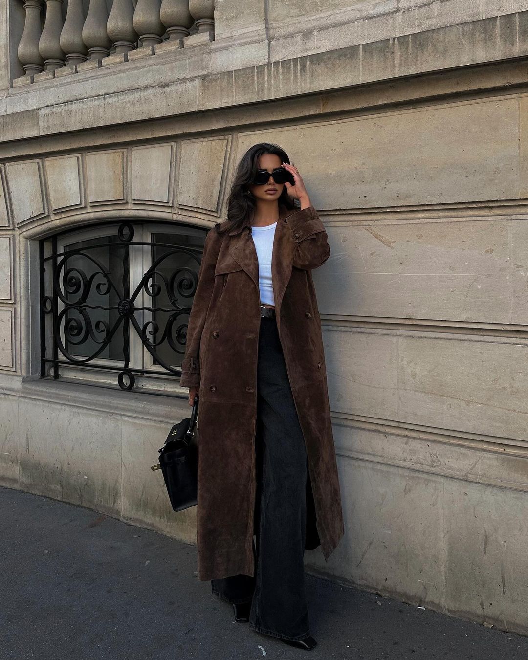 Suede Trench Coat Mocha