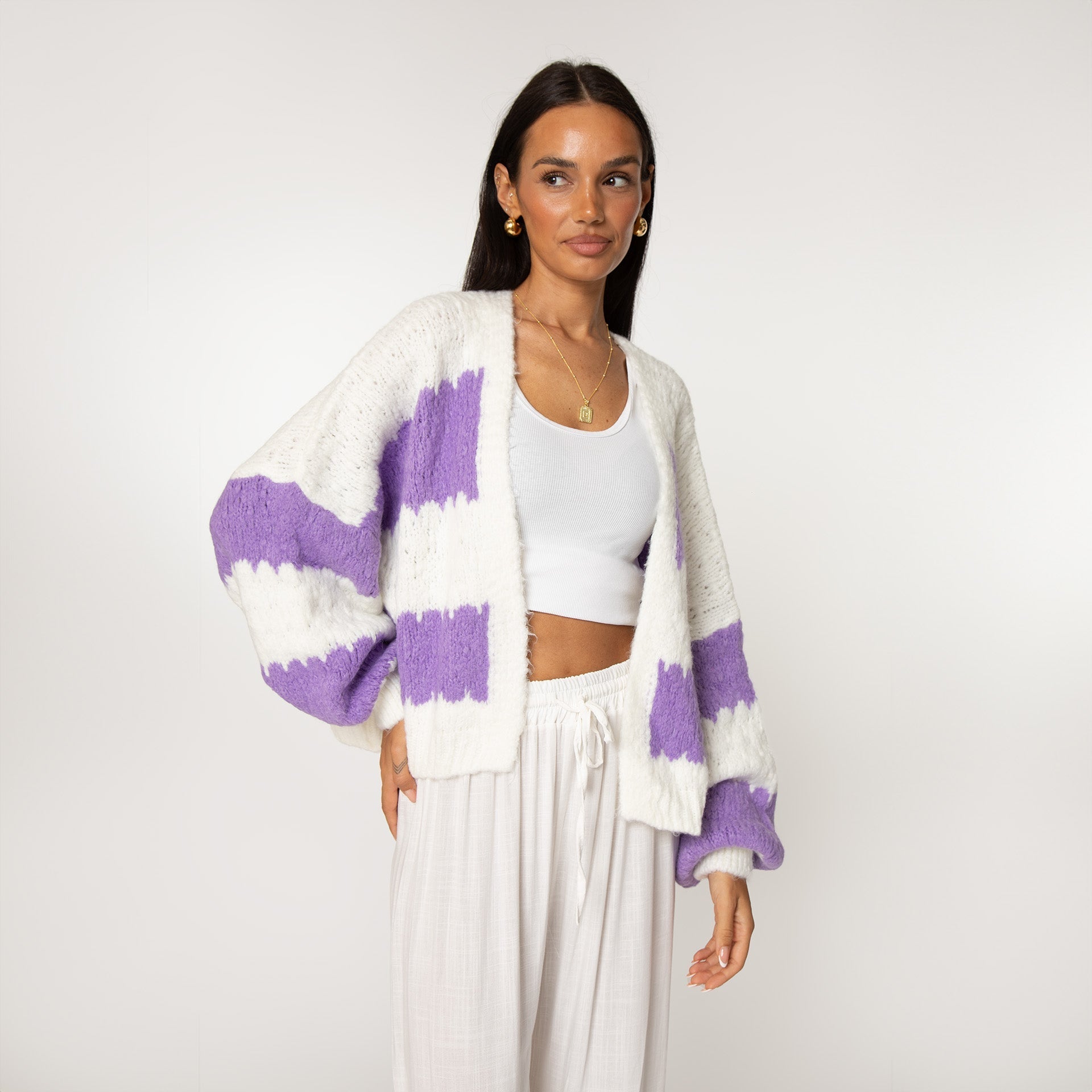 Cardigan Rayures Audacieuses Lila