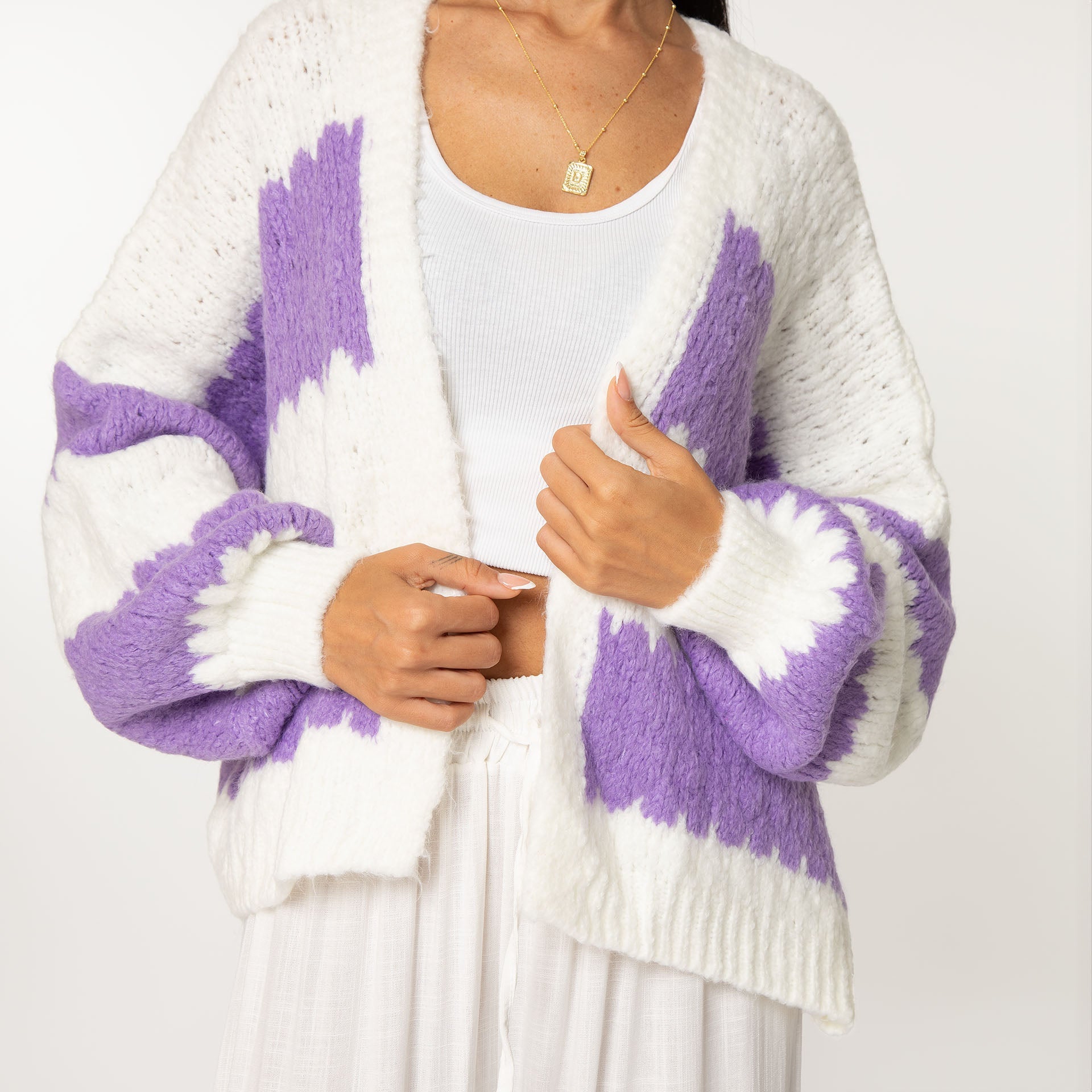 Cardigan Rayures Audacieuses Lila