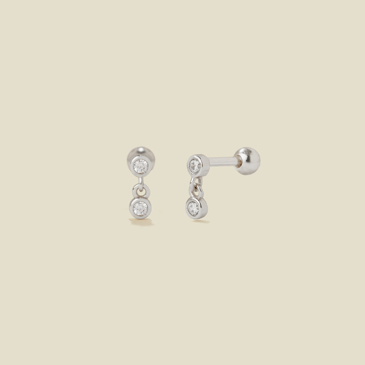 CZ Bezel Drop Earrings