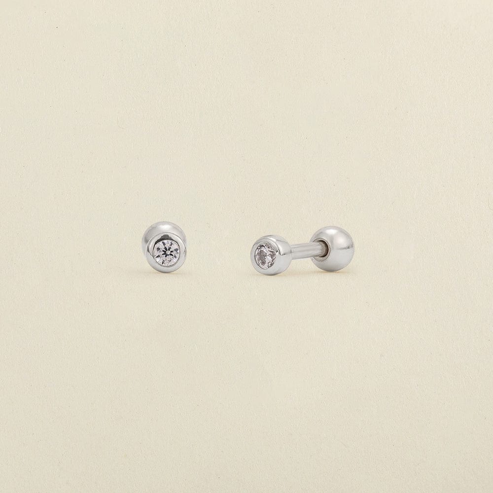 CZ Bezel Stud Earrings