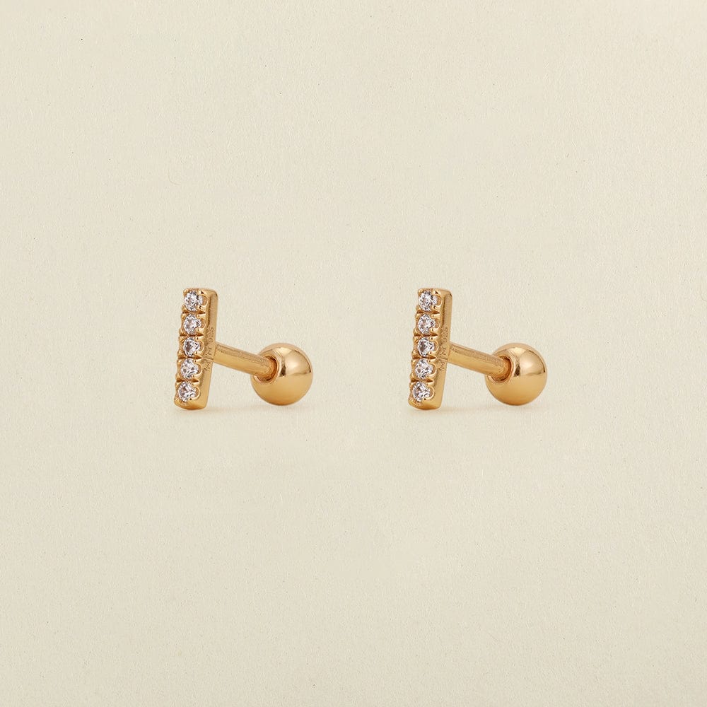 Cubic Zirconia Mini Bar Earrings