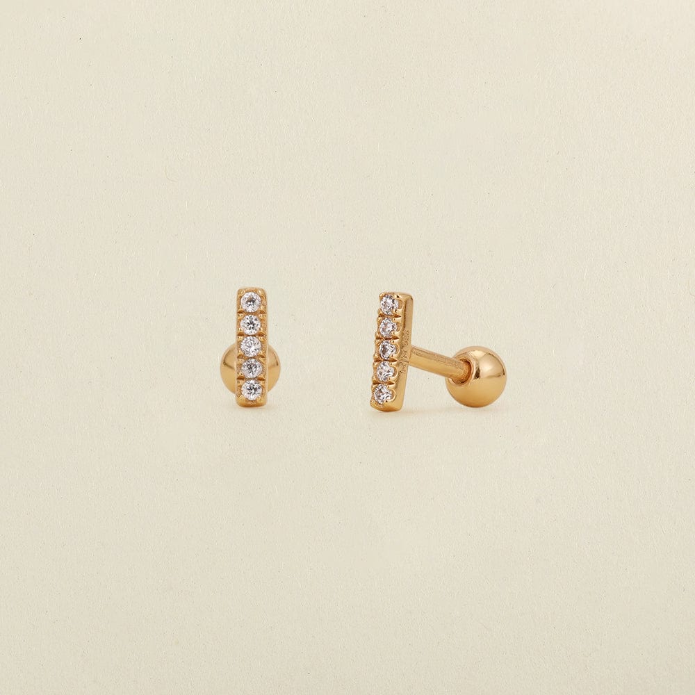 Cubic Zirconia Mini Bar Earrings