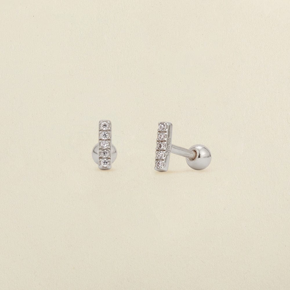 Cubic Zirconia Mini Bar Earrings