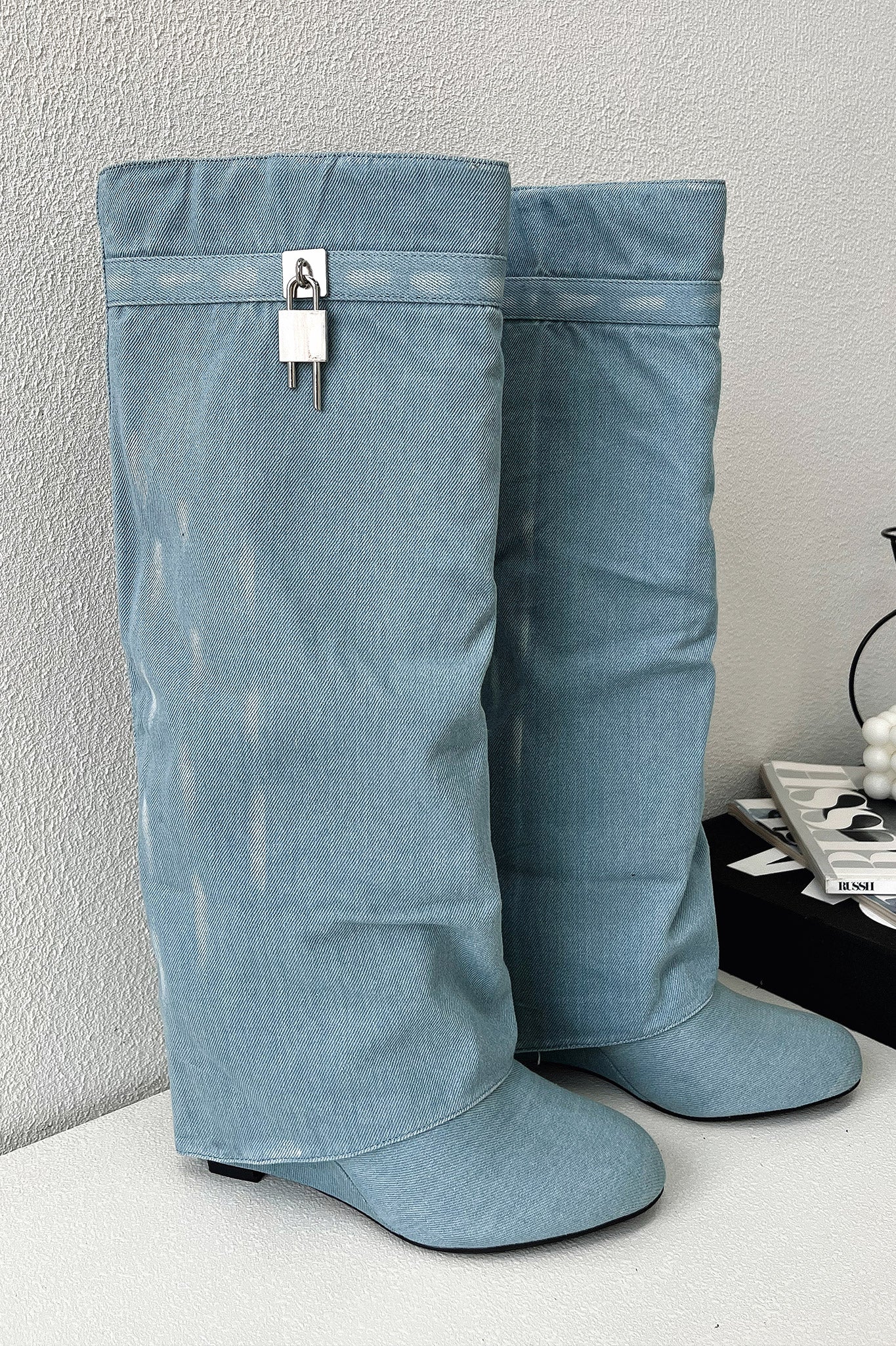 Bottes hautes Hazal - Denim bleu