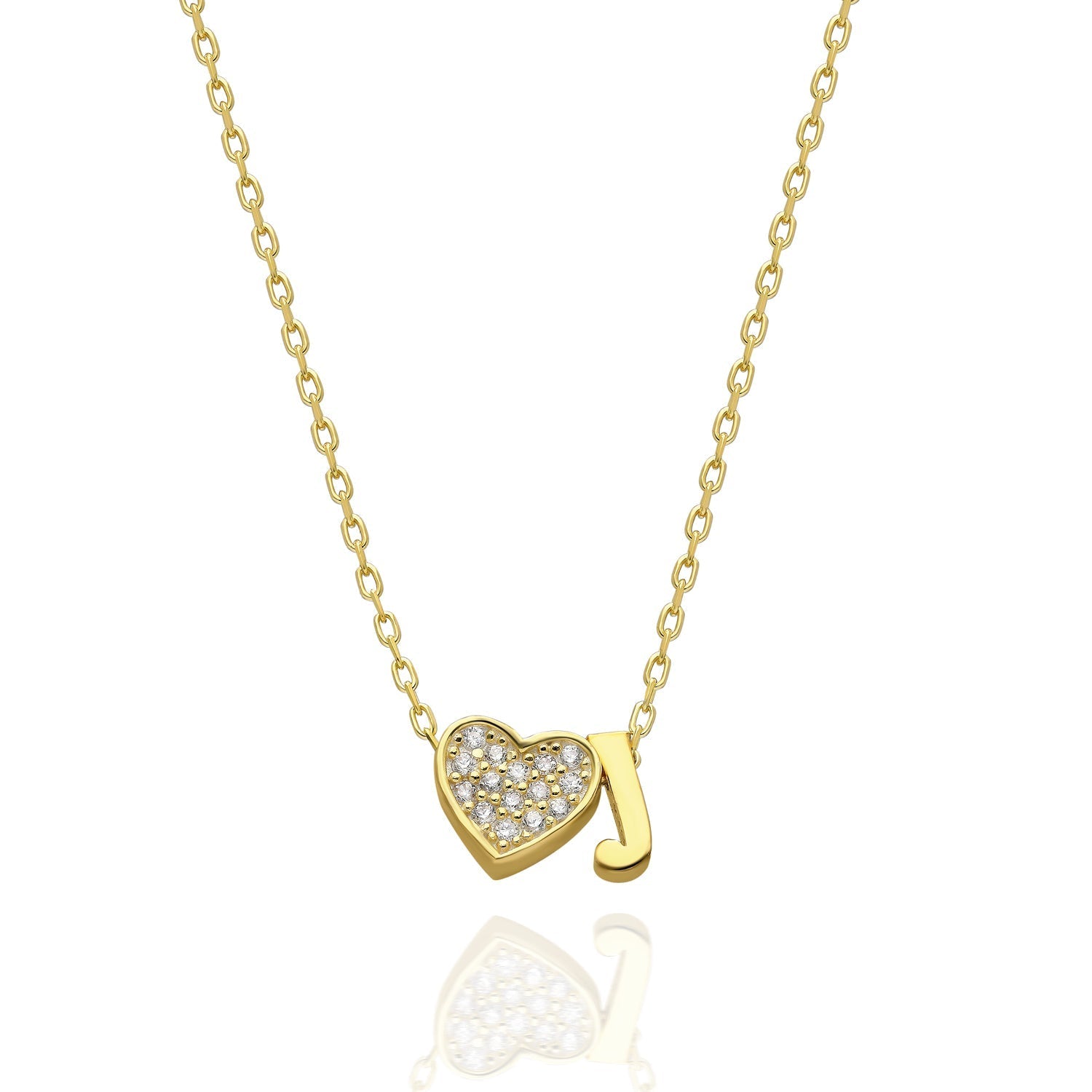 Cubic Zirconia Heart Letter Necklace