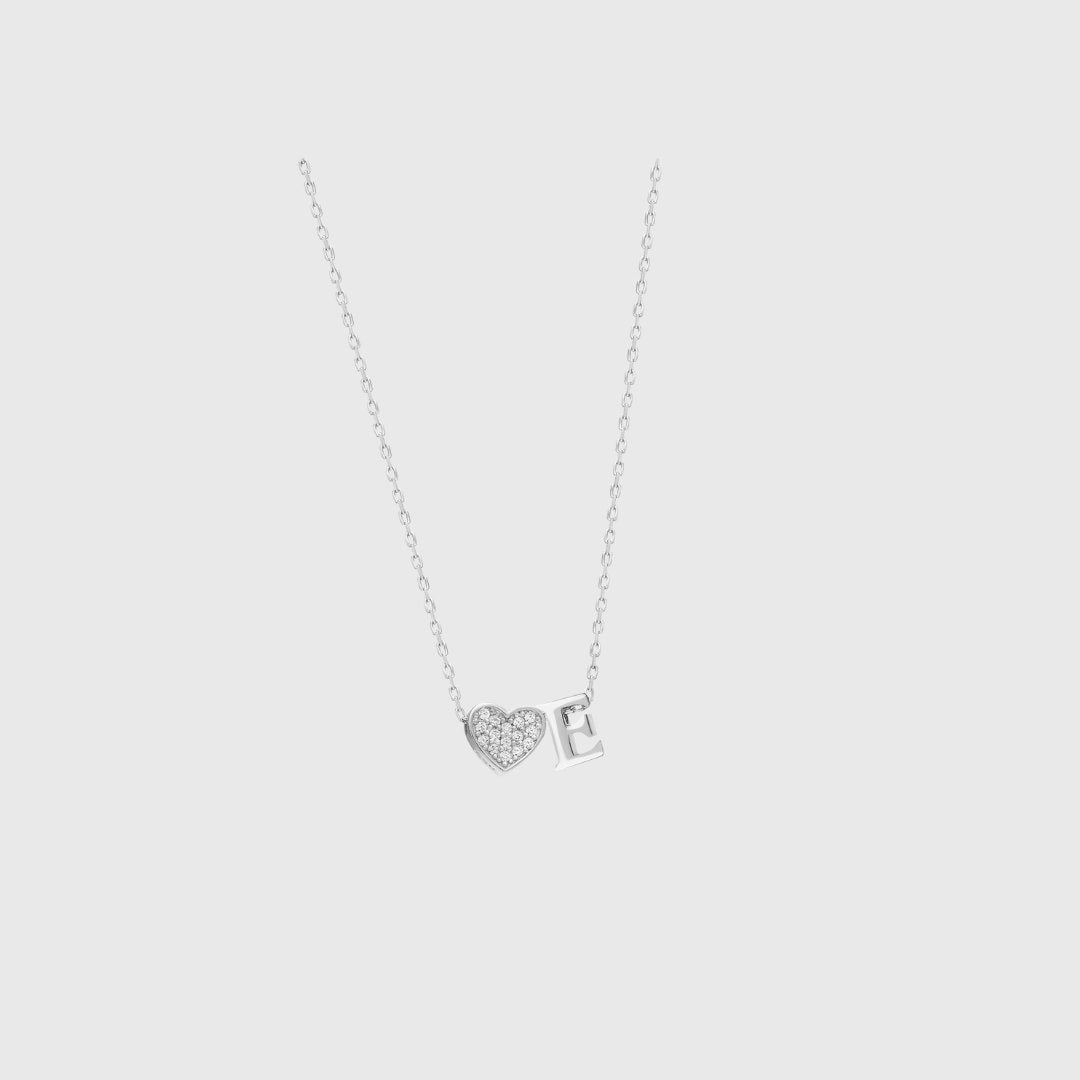 Cubic Zirconia Heart Letter Necklace