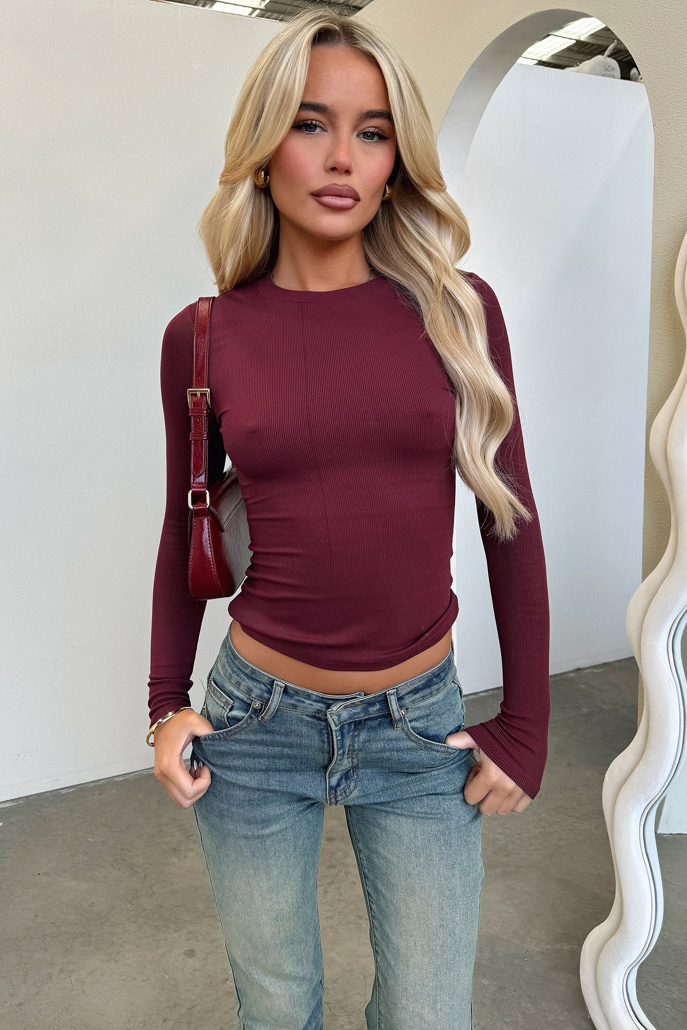 Jaylee Long Sleeve T-Shirt - Wine