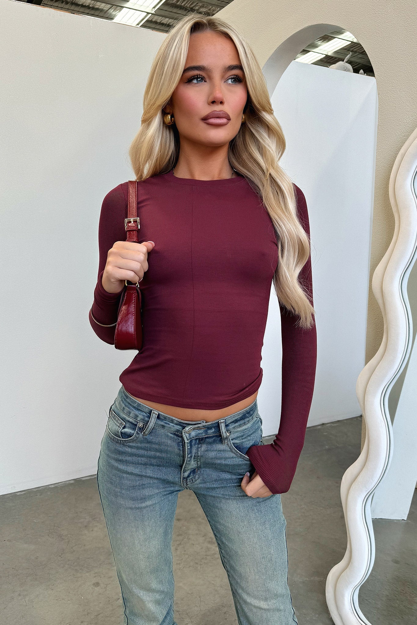 Jaylee Long Sleeve T-Shirt - Wine