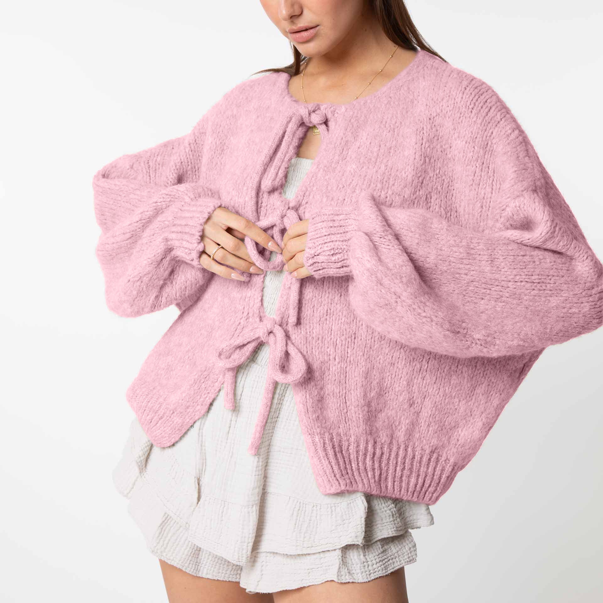 Cardigan oversize avec nœuds